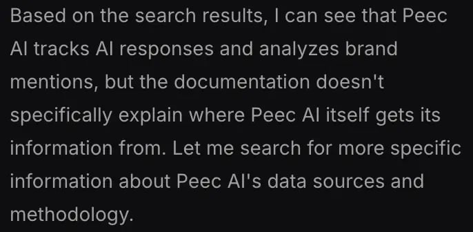 Peec AI bot response