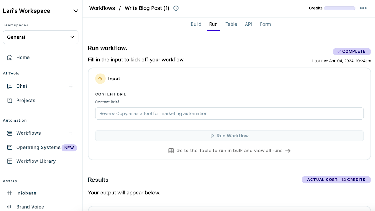 copy.ai workflows